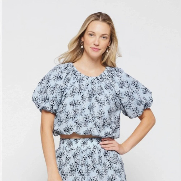 English Factory Floral Print Puff Sleeve Peplum Top Size M Baloon Sleeve… - Picture 1 of 8